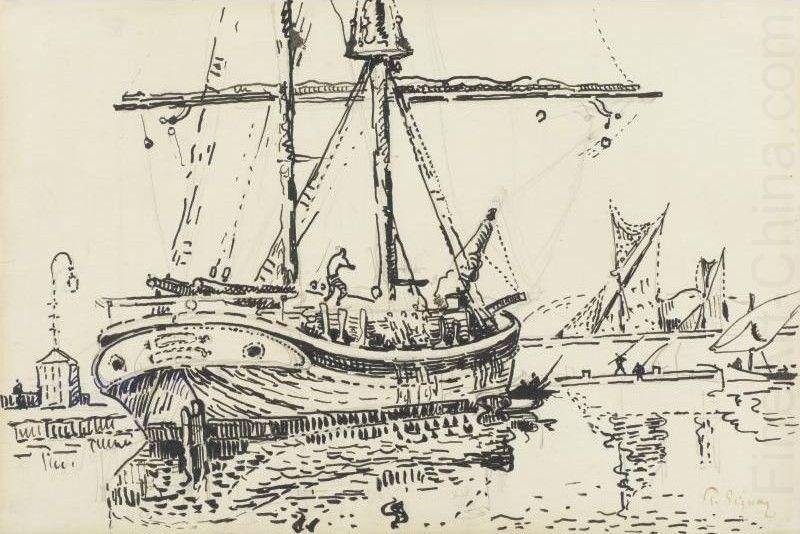 Docked Ship, Paul Signac